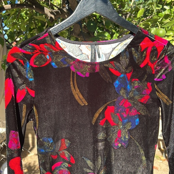 Marciano Nocturnal Floral Stretchy Velvet Mini Dress sz S - Picture 3 of 16
